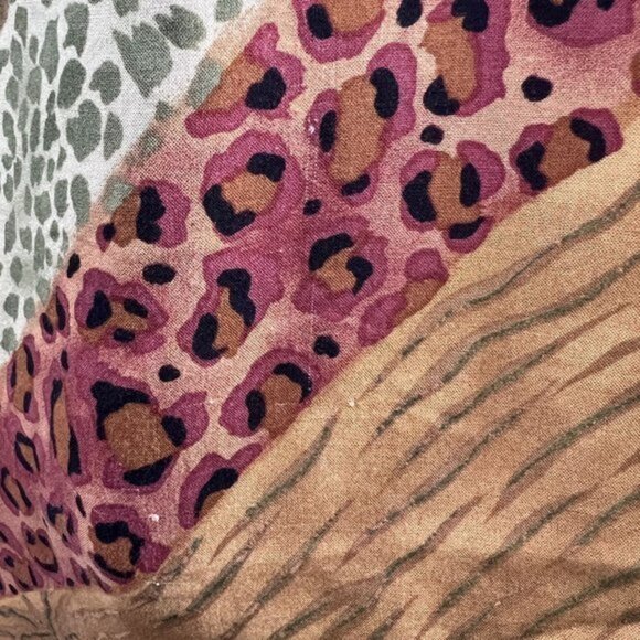 TEDDI Vintage Midi Dress Womens Large Petite Animal Striped Tie Back Short Sleev - Picture 4 of 10